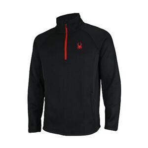 Spyder Men's Sales Fleece Pullover 1/2 Zip Sweater Black and Gray Size Large‎